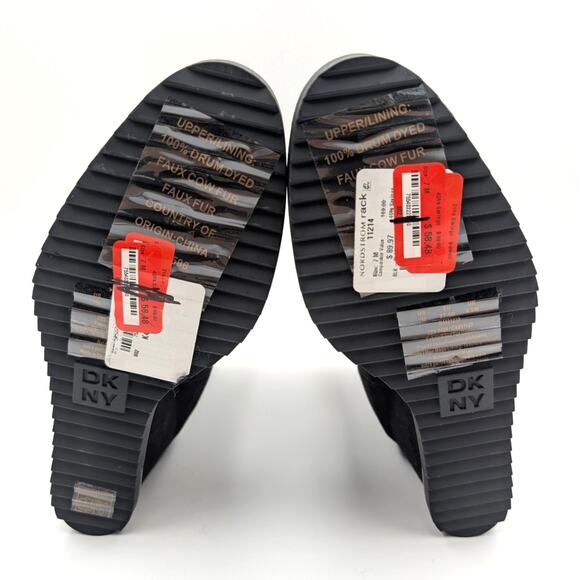 DKNY Powell Wedge Booties Round Toe Back Zip Women's Black Size US7M EU37.5B - Picture 8 of 12